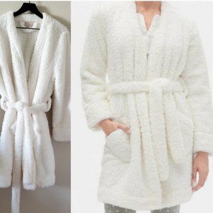 LOVE by GAP plush Sherpa robe tie belt white SMALL
